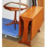 TEAK GATE LEG TABLE, TEAK OCCASIONAL TABLE & TEAK FRAMED MIRROR