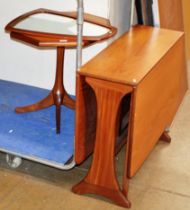 TEAK GATE LEG TABLE, TEAK OCCASIONAL TABLE & TEAK FRAMED MIRROR