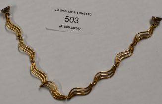 9 CARAT GOLD BRACELET WITH MAGNETIC CLASP - APPROXIMATE WEIGHT = 10.6 GRAMS