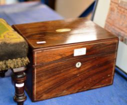 VICTORIAN INLAID ROSEWOOD FITTED VANITY BOX