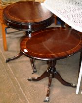 REPRODUCTION MAHOGANY DRUM HEAD TABLE & MATCHING OCCASIONAL TABLE