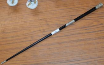 OLD EBONY WHITE METAL MOUNTED CONDUCTORS BATON OR SWAGGER STICK