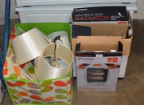 3 VARIOUS HEATERS & ASSORTED TABLE LAMPS
