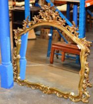 LARGE ORNATE GILT FRAMED OVER MANTLE MIRROR