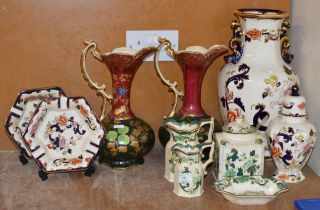 COLLECTION OF VARIOUS MASON'S POTTERY & PAIR OF DECORATIVE JUGS