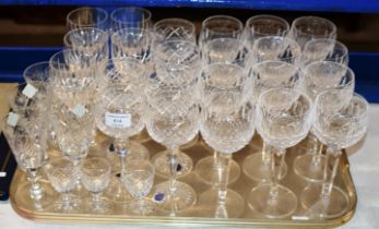 COLLECTION OF CRYSTAL GLASSES, A SET OF 12 WATERFORD CRYSTAL STEM WINE GLASSES, EDINBURGH CRYSTAL