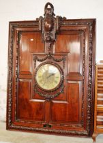 LARGE CARVED VICTORIAN MAHOGANY PANEL WITH CLOCK INSERT FROM GLASGOW CITY CHAMBERS