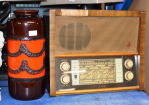 RETRO WEST GERMAN POTTERY VASE & VINTAGE EKCO RADIO