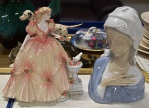 LIMITED EDITION COALPORT FIGURINE & LLADRO BUST ORNAMENT