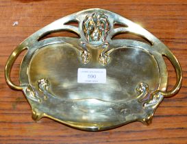 ORNATE GERMAN JUGENDSTIL / ART NOUVEAU HEAVY BRONZE CARD TRAY BY GESCHUTZI