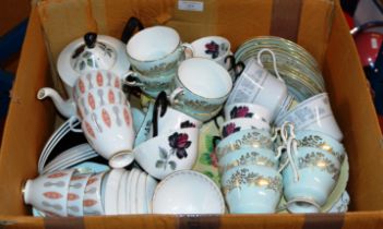 BOX WITH QUANTITY VARIOUS TEA & COFFEE WARE, CARLTON WARE DISH ETC