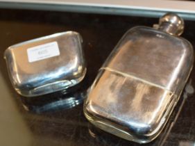 SHEFFIELD STERLING SILVER HIPFLASK WITH DETACHABLE DRINKING CUP, BY WALKER & HALL - APPROXIMATE