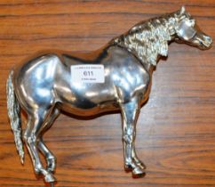 LARGE STERLING SILVER TROPHY MOUNT MODELLED AS A HORSE - APPROXIMATE WEIGHT = 1.029KG