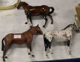 2 BESWICK HORSE ORNAMENTS & ROYAL DOULTON HORSE ORNAMENT