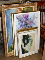 QUANTITY VARIOUS FRAMED PAINTINGS & PRINTS