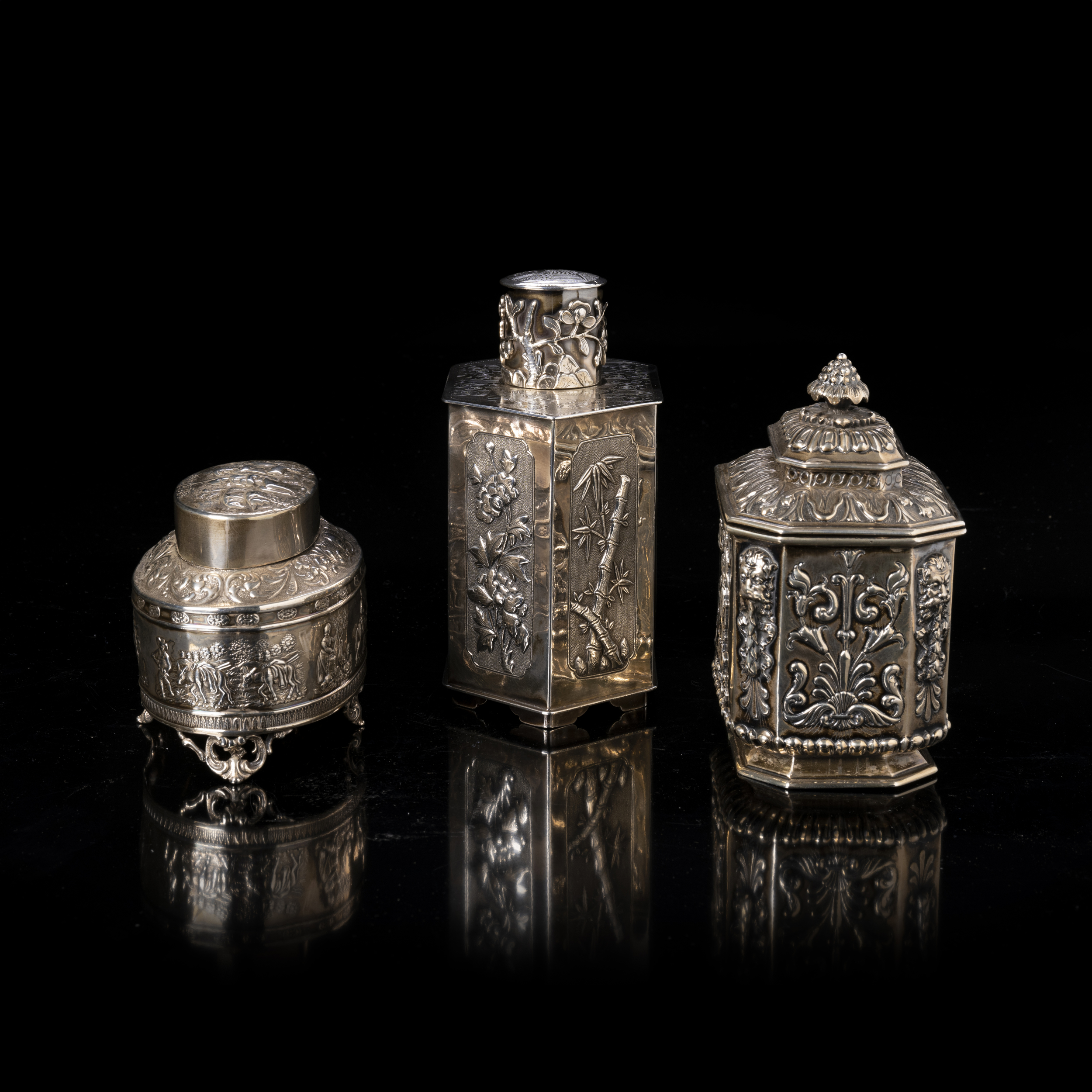 Tre porta thè in argento - Image 2 of 5