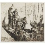 § SIR FRANK BRANGWYN R.A., R.W.S., R.B.A. (BRITISH 1867-1956) GONDOLAS, VENICE, 1924