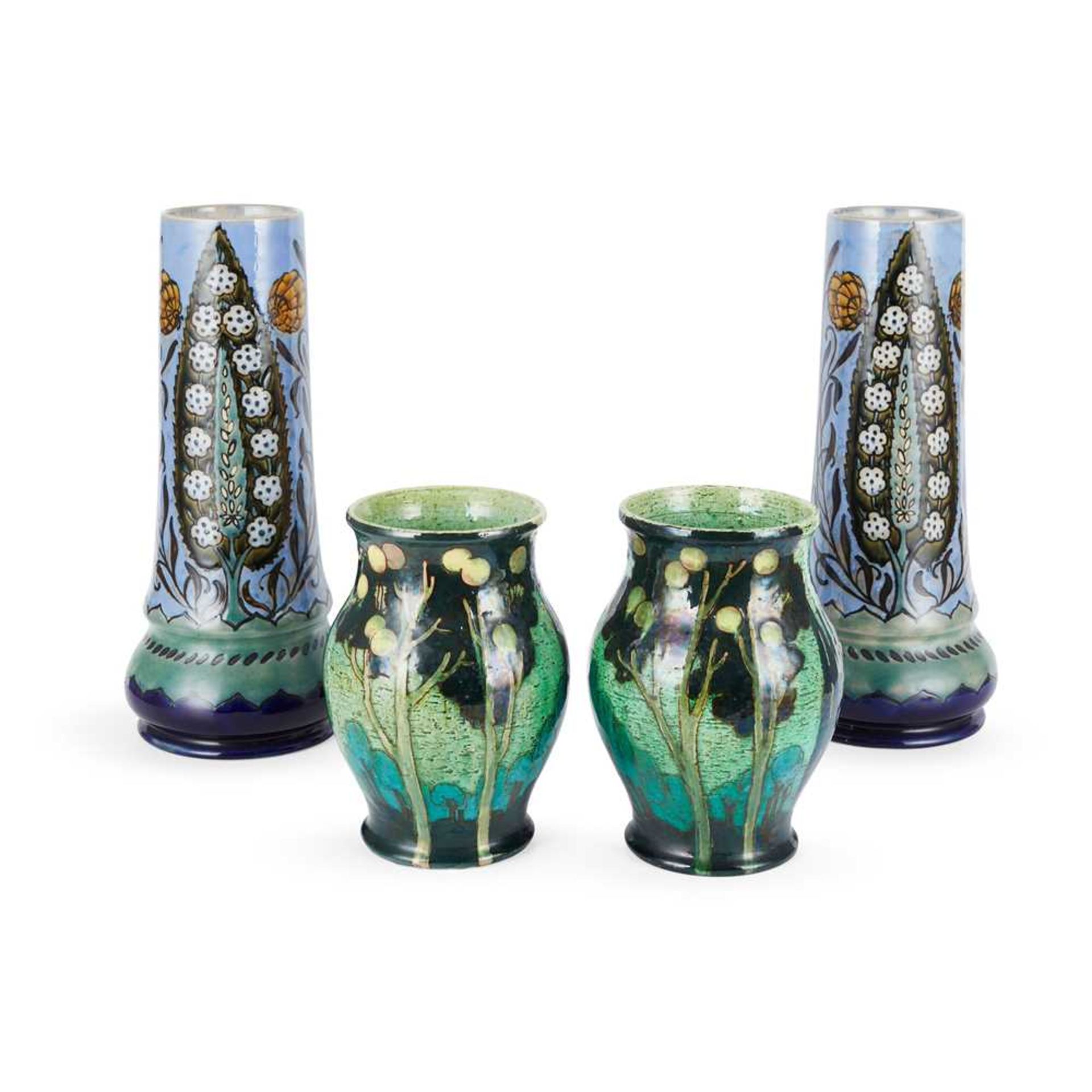 MARGARET E. THOMPSON (BRITISH 1889-1926) FOR ROYAL DOULTON PAIR OF VASES, CIRCA 1920