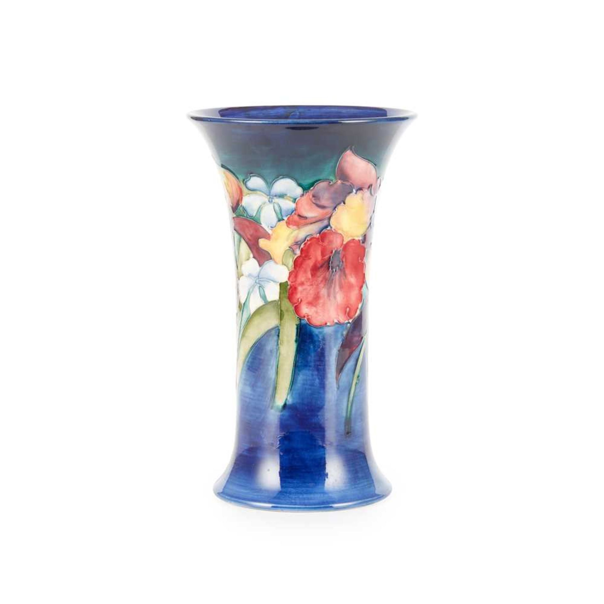 WILLIAM MOORCROFT (BRITISH 1872-1945) FOR MOORCROFT POTTERY 'ORCHID AND SPRING FLOWERS' VASE, CIR - Image 3 of 4