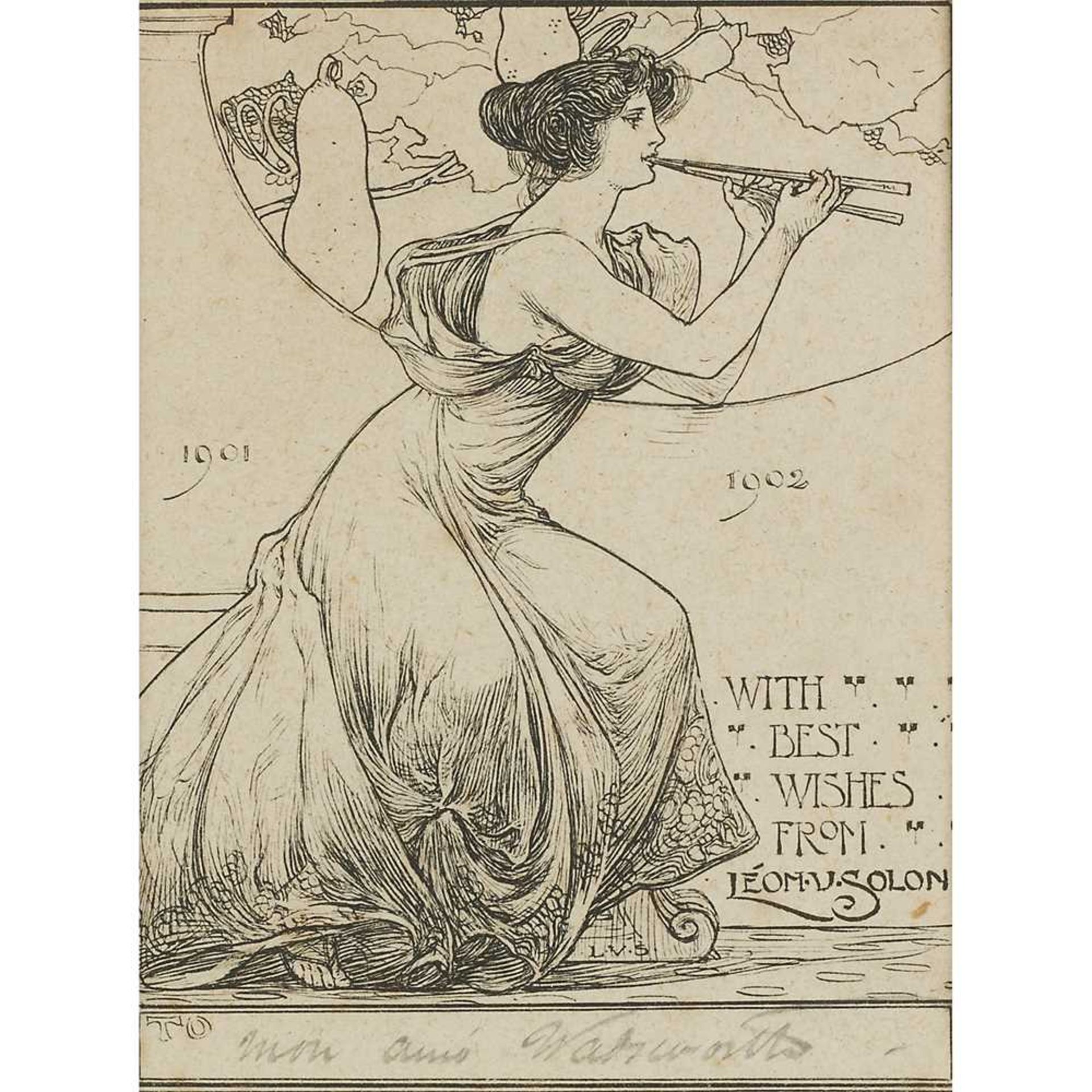 § LÉON-VICTOR SOLON (BRITISH 1872-1957) 'ARIANE', ILLUSTRATION FOR DE HEREDIA'S "LES TROPHEES", CIR - Image 5 of 7