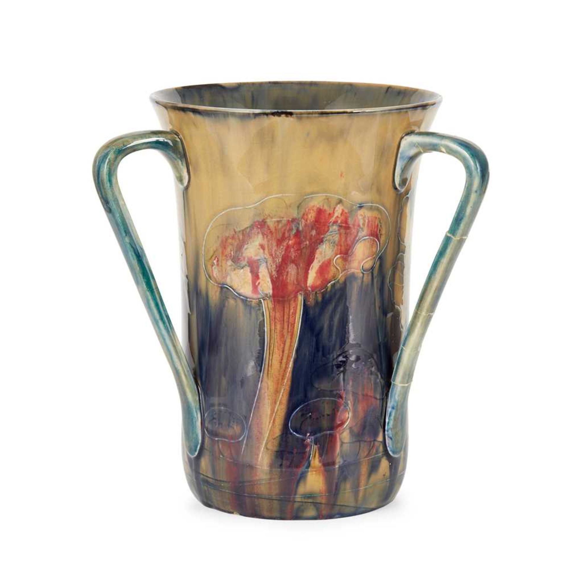 WILLIAM MOORCROFT (BRITISH 1872-1945) FOR MOORCROFT POTTERY, BURSLEM 'CLAREMONT' TYG, CIRCA 1914 - Image 4 of 5