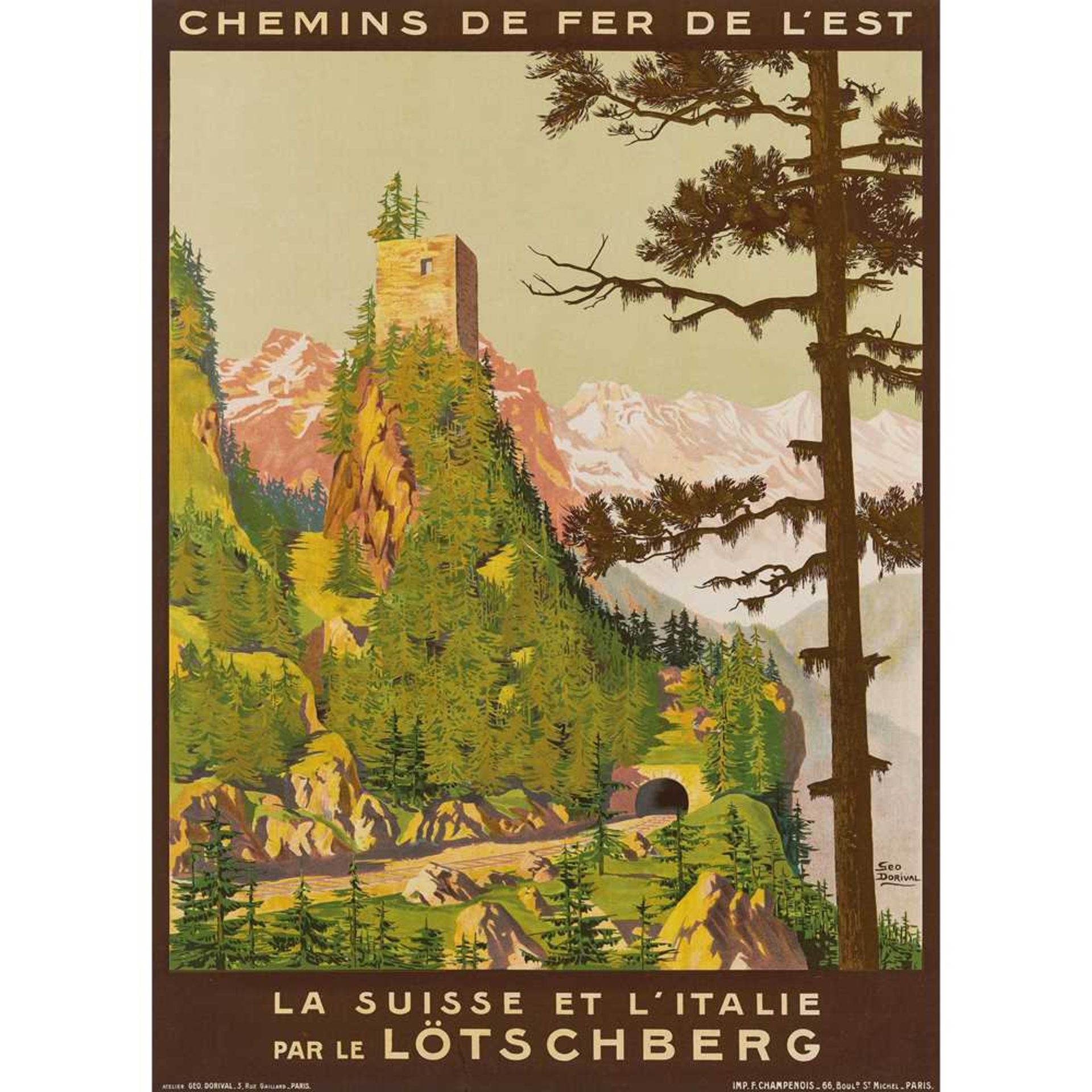 Geo Dorival (1879-1968) La Suisse et L'Italie par le Lotschberg