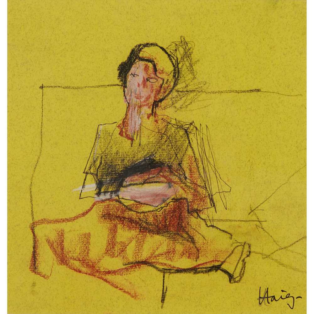 § EARL HAIG O.B.E., A.R.S.A (SCOTTISH 1918-2009) SEATED FIGURE