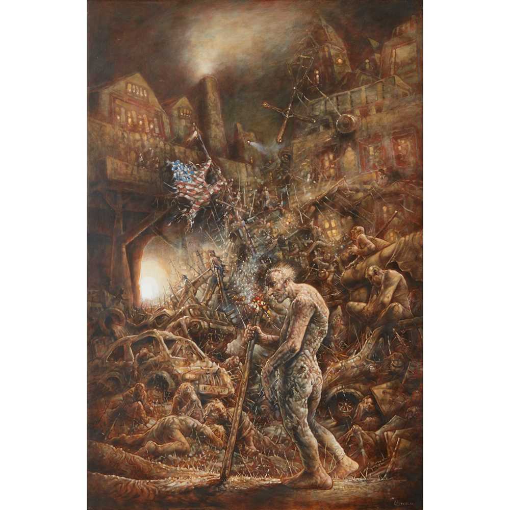 § PETER HOWSON O.B.E. (SCOTTISH 1958-) JE NE VAIS PAS RESTER LONGTEMPS (I WILL NOT STAY LONG) - 2017