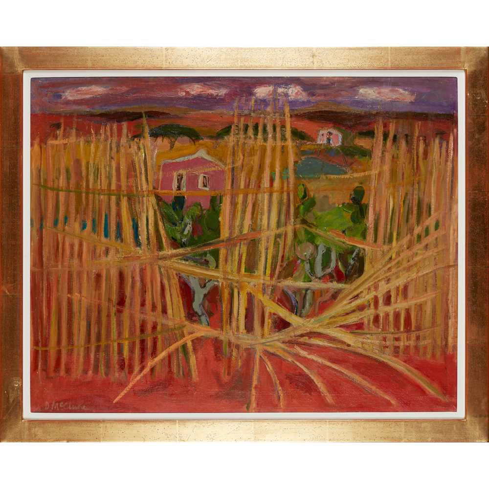 § DAVID MCCLURE R.S.A., R.S.W., R.G.I. (SCOTTISH 1926-1998) BAMBOO FENCE, SICILY - Image 2 of 3