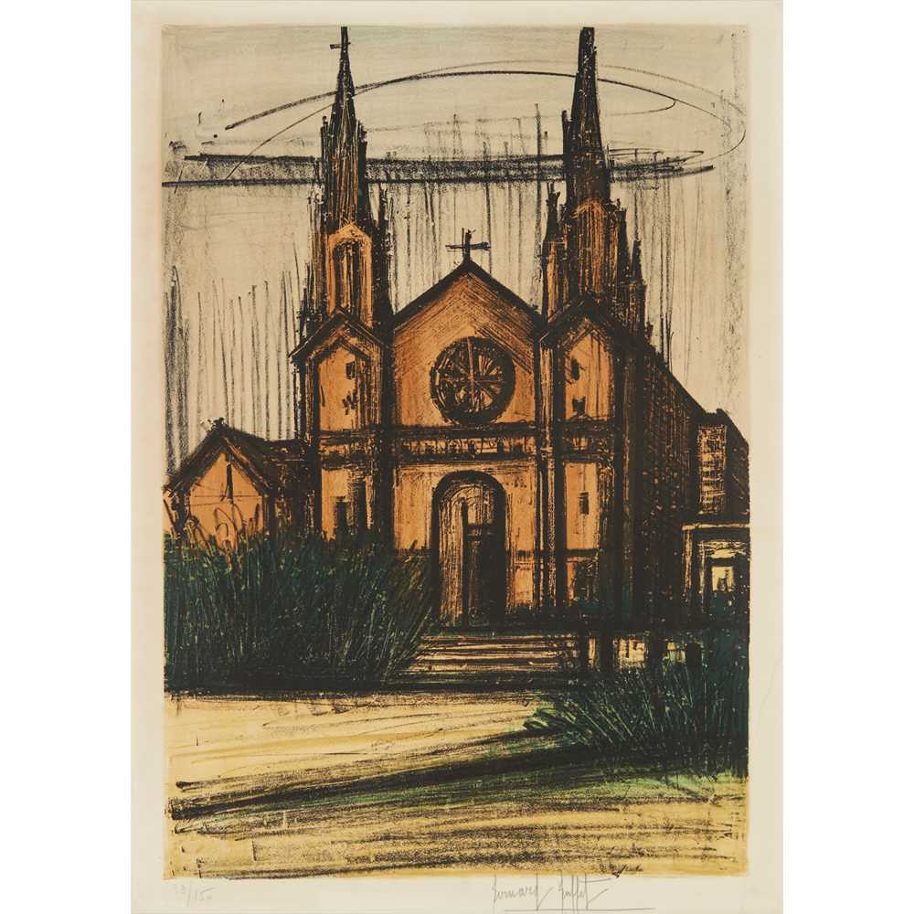 § BERNARD BUFFET (FRENCH 1928-1999) MISSION DOLORES CHURCH (FROM SAN FRANCISCO ALBUM) - 1966