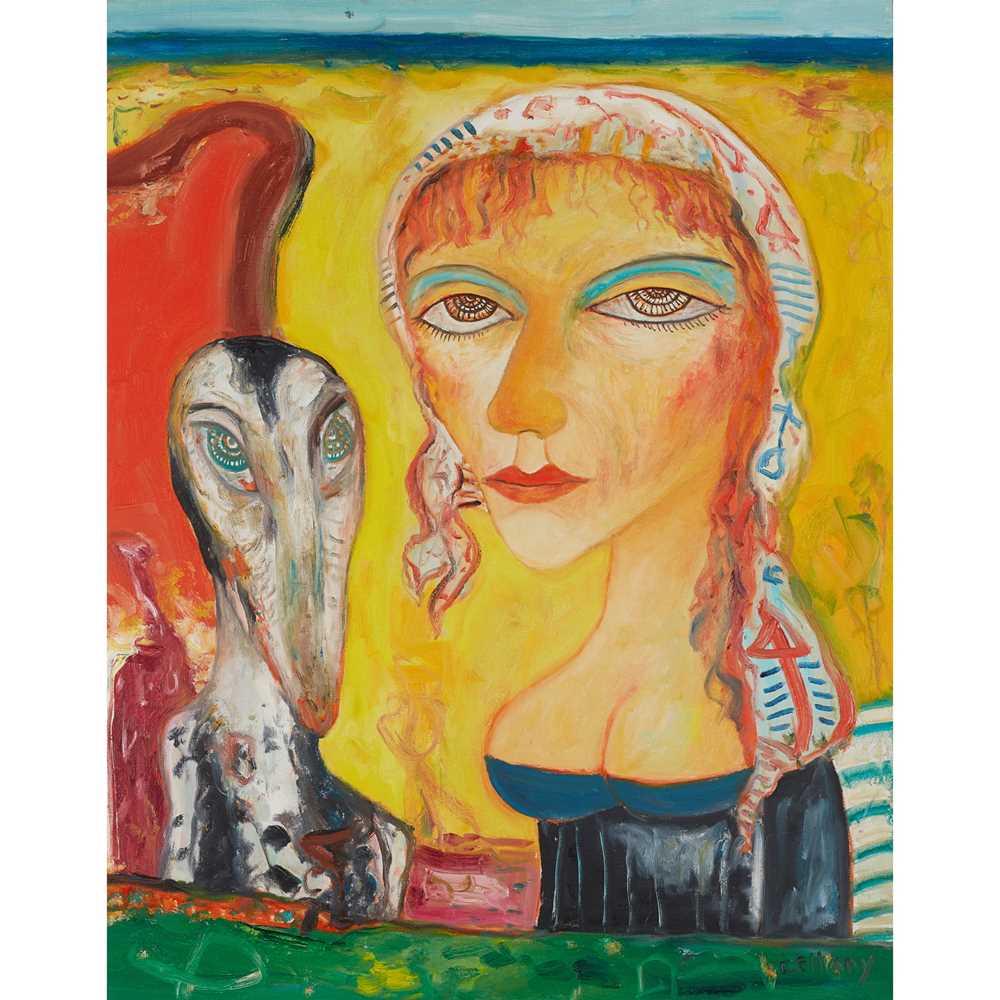 § JOHN BELLANY C.B.E., R.A. (SCOTTISH 1942-2013) WOMAN AND ANIMAL