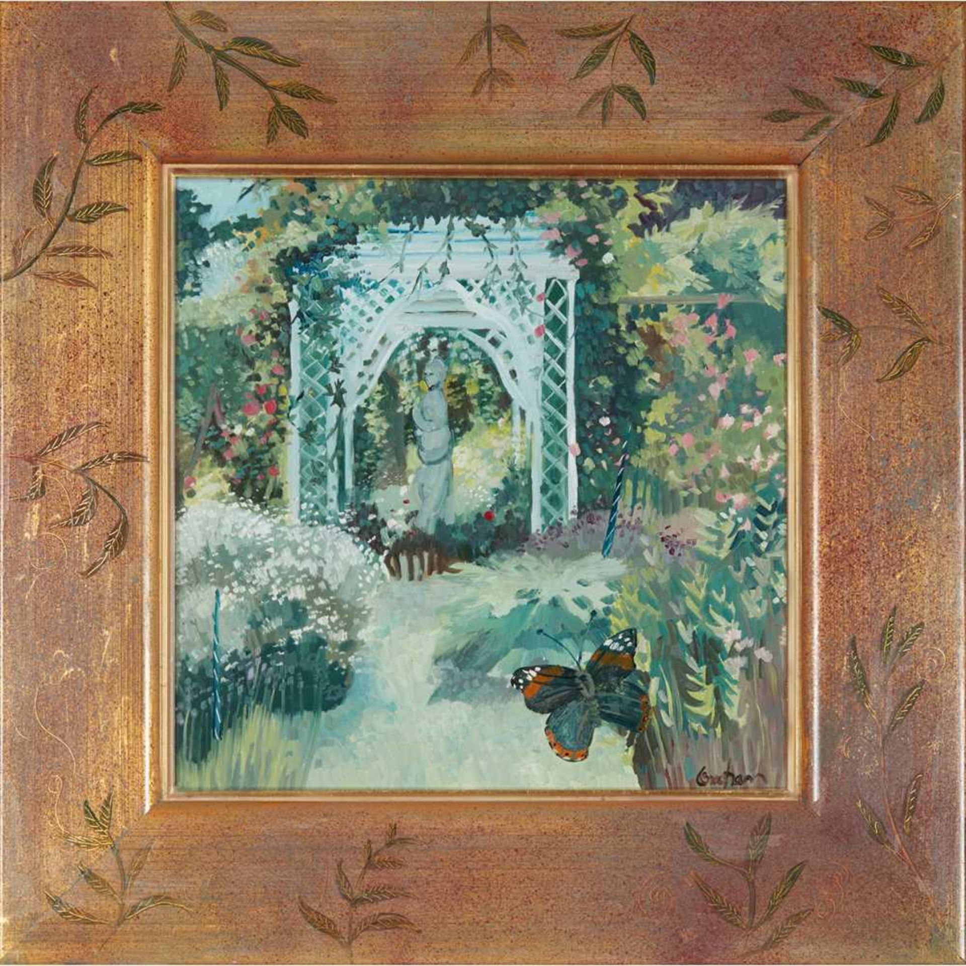 § BRENDA LENAGHAN R.S.W. (SCOTTISH 1941-2020) SECRET GARDEN AND BUTTERFLY, TYNINGHAME - Image 2 of 3