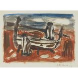 § DAVID MCCLURE R.S.A., R.S.W. (SCOTTISH 1926-1998) FISHING BOAT, SICILY