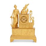 FRENCH EMPIRE GILT BRONZE FIGURAL MANTEL CLOCK EARLY 19TH CENTURY