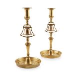 PAIR OF VICTORIAN BRASS TAVERN SERVICE BELL CANDLESTICKS 19TH CENTURY