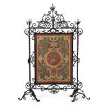VICTORIAN LARGE WROUGHT IRON FIRE SCREEN 19TH CENTURY