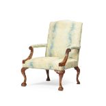 GEORGE III STYLE MAHOGANY LIBRARY ARMCHAIR 19TH CENTURY