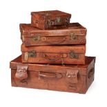 GROUP OF FOUR LEATHER TRAVEL CASES EARLY 20TH CENTURY
