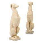 PAIR OF COMPOSITION STONE GREYHOUNDS MODERN