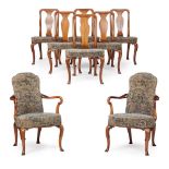 SET OF EIGHT WALNUT QUEEN ANNE STYLE DINING CHAIRS LATE 19TH CENTURY