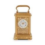 SWISS MINIATURE GILT BRASS CARRIAGE CLOCK 20TH CENTURY