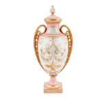 MINTON PINK GROUND VASE AND COVER CIRCA 1850-60