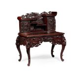 JAPANESE CARVED AND STAINED SOFTWOOD DESK LATE 19TH CENTURY/ EARLY 20TH CENTURY