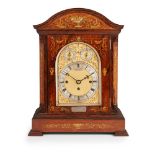 VICTORIAN ROSEWOOD AND MARQUETRY QUARTER-CHIMING BRACKET CLOCK LATE 19TH CENTURY