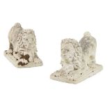 PAIR OF COMPOSITION STONE LIONS MODERN