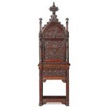 GOTHIC STYLE OAK TABERNACLE AND STAND LATE 18TH CENTURY INCORPORATING SOME EARLIER COMPONENTS
