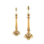 PAIR OF GILT METAL AND SIENA MARBLE LAMPS LATE 19TH/ EARLY 20TH CENTURY