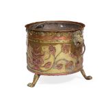 DUTCH BRASS AND COPPER LOG BUCKET 19TH CENTURY