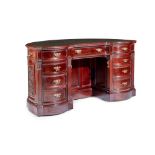 FINE CHIPPENDALE STYLE MAHOGANY KIDNEY-SHAPED KNEEHOLE DESK, HAMPTON & SONS LATE 19TH CENTURY