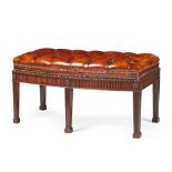 HEPPLEWHITE STYLE MAHOGANY LEATHER WINDOW SEAT LATE 19TH CENTURY